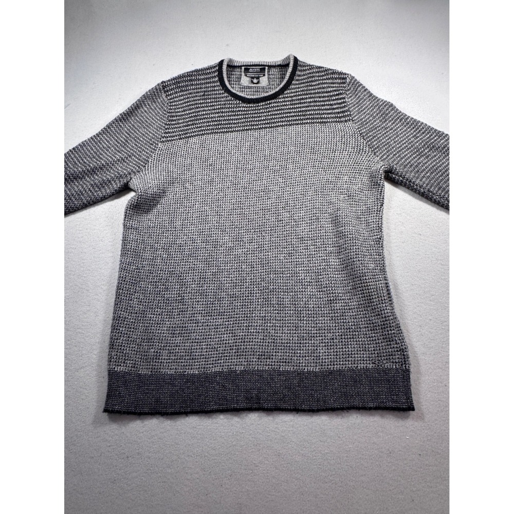 Alfani Mens Regular Fit Mercerized Wool Blend Crew Neck Sweater Gray Black M